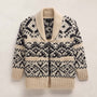 Intarsia Cardigan in Ivory/Black | James Perse Los Angeles FLAT