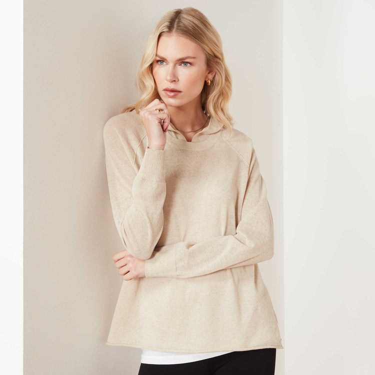 Cotton Linen Raglan Hoodie In Natural | James Perse Los Angeles