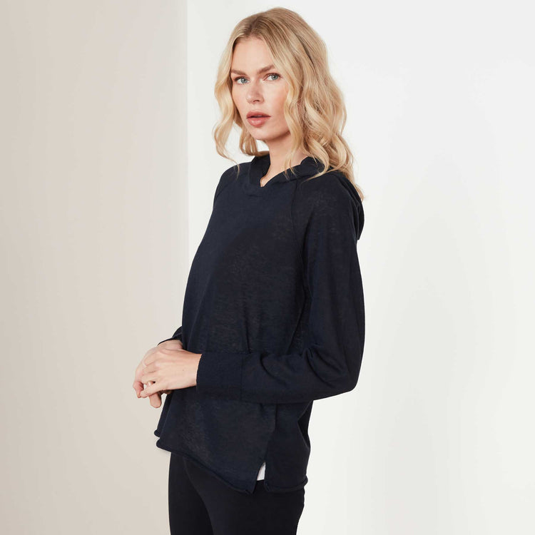 Cotton Linen Raglan Hoodie In Navy | James Perse Los Angeles