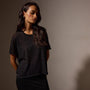 Metallic Knit Short Sleeve Crew in Black | James Perse Los Angeles