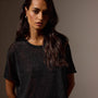 Metallic Knit Short Sleeve Crew in Black | James Perse Los Angeles