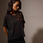 Metallic Knit Short Sleeve Crew in Black | James Perse Los Angeles