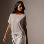 Metallic Knit Short Sleeve Crew in Silver | James Perse Los Angeles