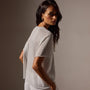 Metallic Knit Short Sleeve Crew in Silver | James Perse Los Angeles