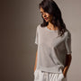 Metallic Knit Short Sleeve Crew in Silver | James Perse Los Angeles