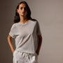 Metallic Knit Short Sleeve Crew in Silver | James Perse Los Angeles
