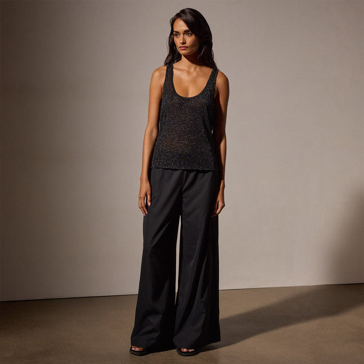 Metallic Knit Tank in Black | James Perse Los Angeles