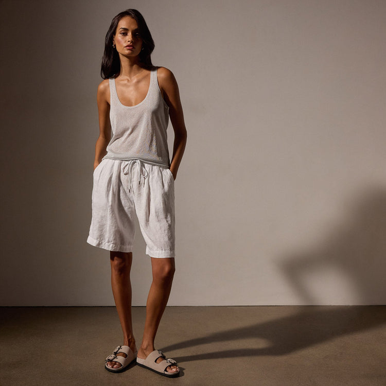 Metallic Knit Tank in Silver | James Perse Los Angeles