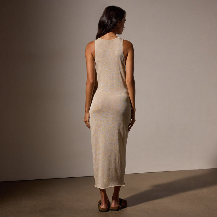 Metallic Knit Tank Dress in Gold | James Perse Los Angeles