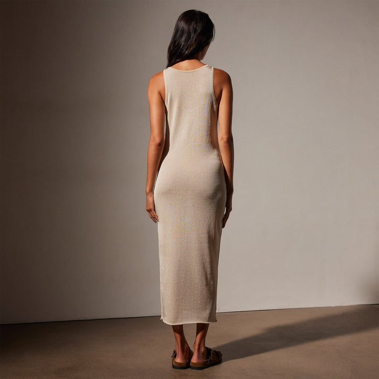 Metallic Knit Tank Dress in Gold | James Perse Los Angeles