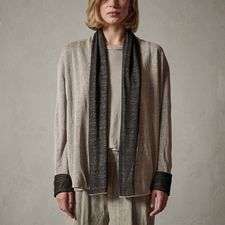 Dunes linen Cardigan  in Natural/Black | James Perse Los Angeles