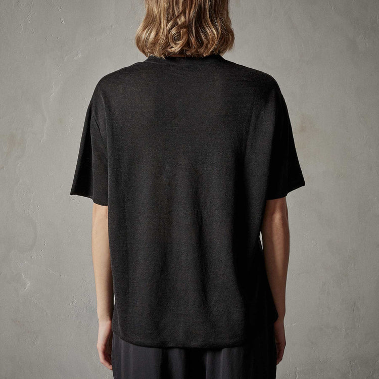 Dunes Linen Crew in Black/Black | James Perse Los Angeles