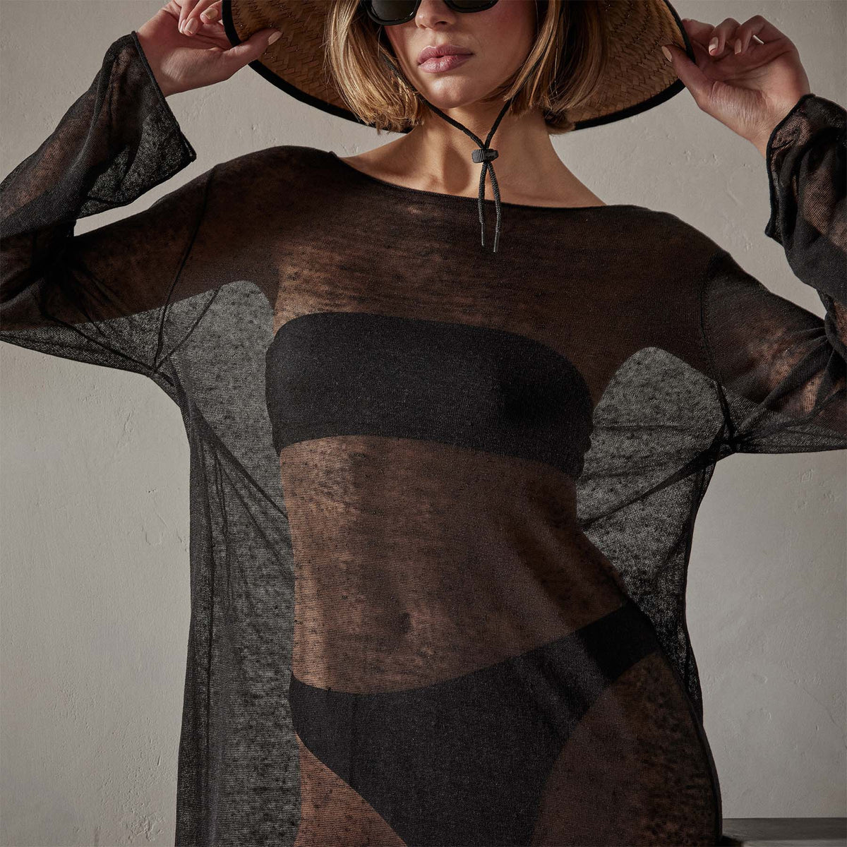 Soleil Linen Caftan in Black | James Perse Los Angeles