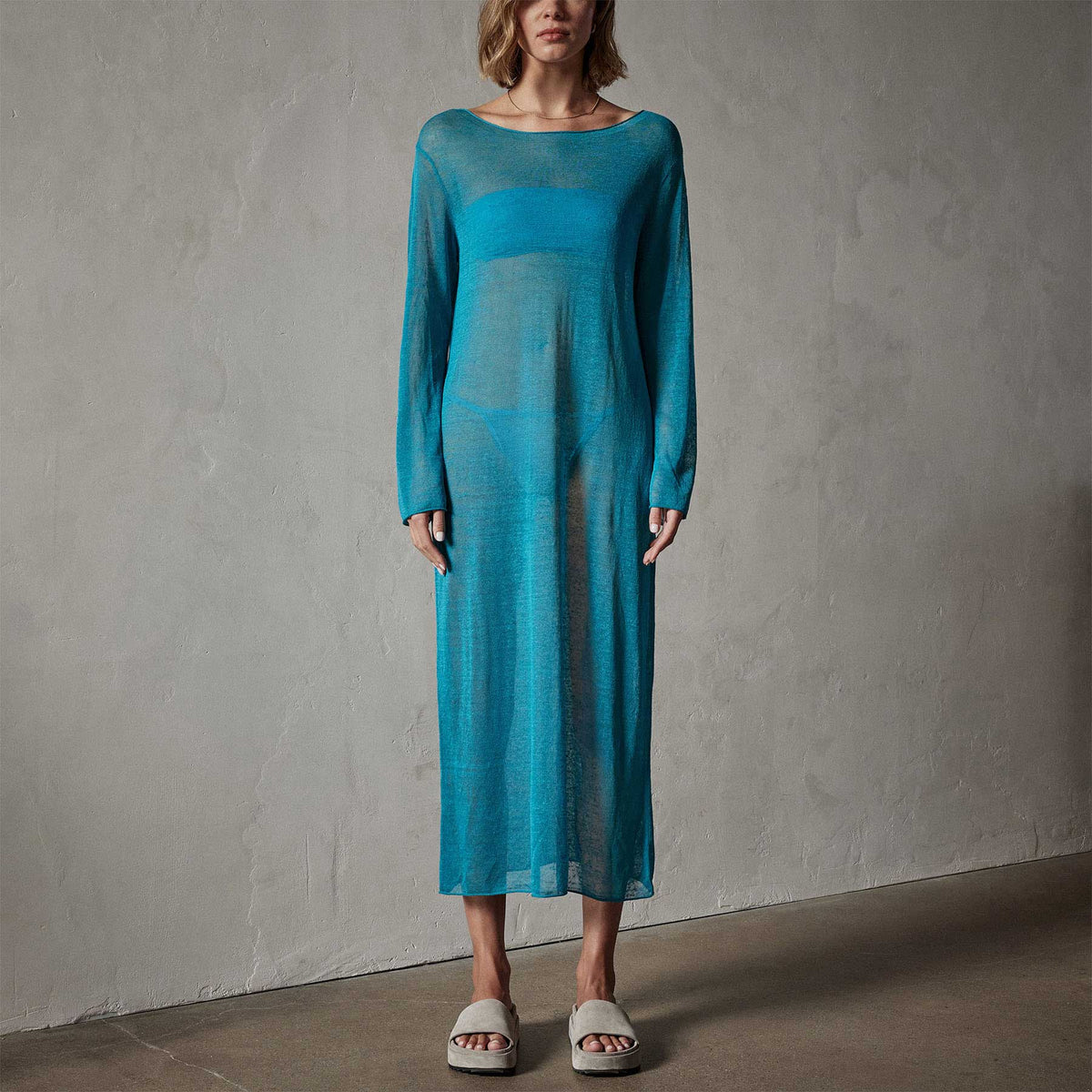 Soleil Linen Caftan in Jade | James Perse Los Angeles