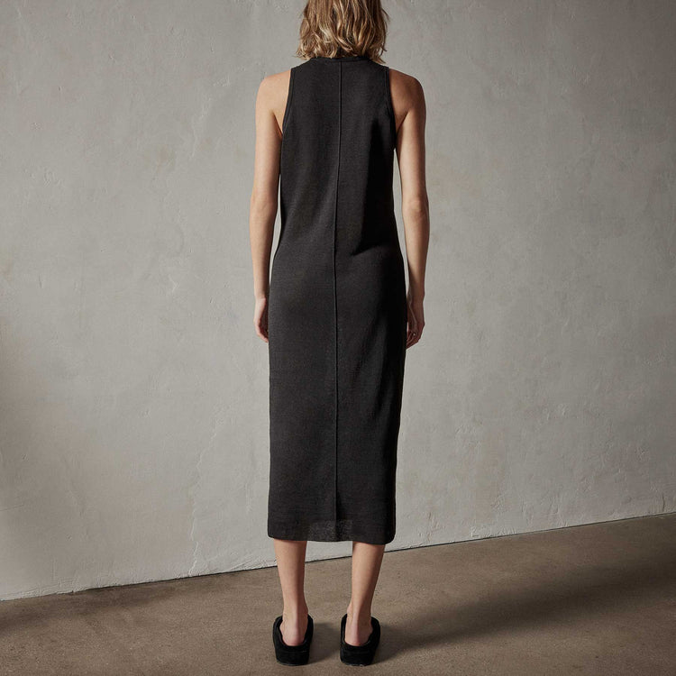 Dunes Linen Tank Dress in Black/Black | James Perse Los Angeles