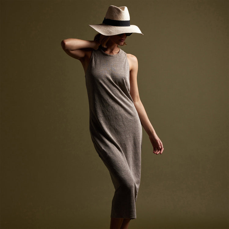 Dunes Linen Tank Dress in Natural/Black | James Perse Los Angeles
