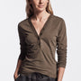 Featherweight Jersey Henley In Army Green | James Perse Los Angeles