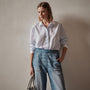Contrast Striped Shirt in Light Blue Stripe | James Perse Los Angeles