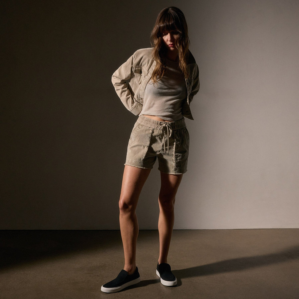 Mixed Media Utility Short in Overcast Pigment | James Perse Los Angeles