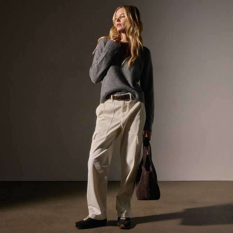 Herringbone Utility Pant in Ivory Pigment | James Perse Los Angeles