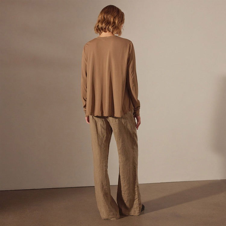 High Gauge Fresca Long Sleeve Baby Doll Tee in Cashew | James Perse Los Angeles