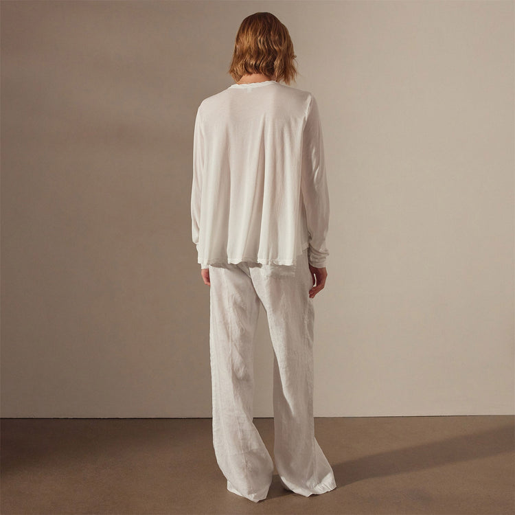 High Gauge Fresca Long Sleeve Baby Doll Tee in White | James Perse Los Angeles