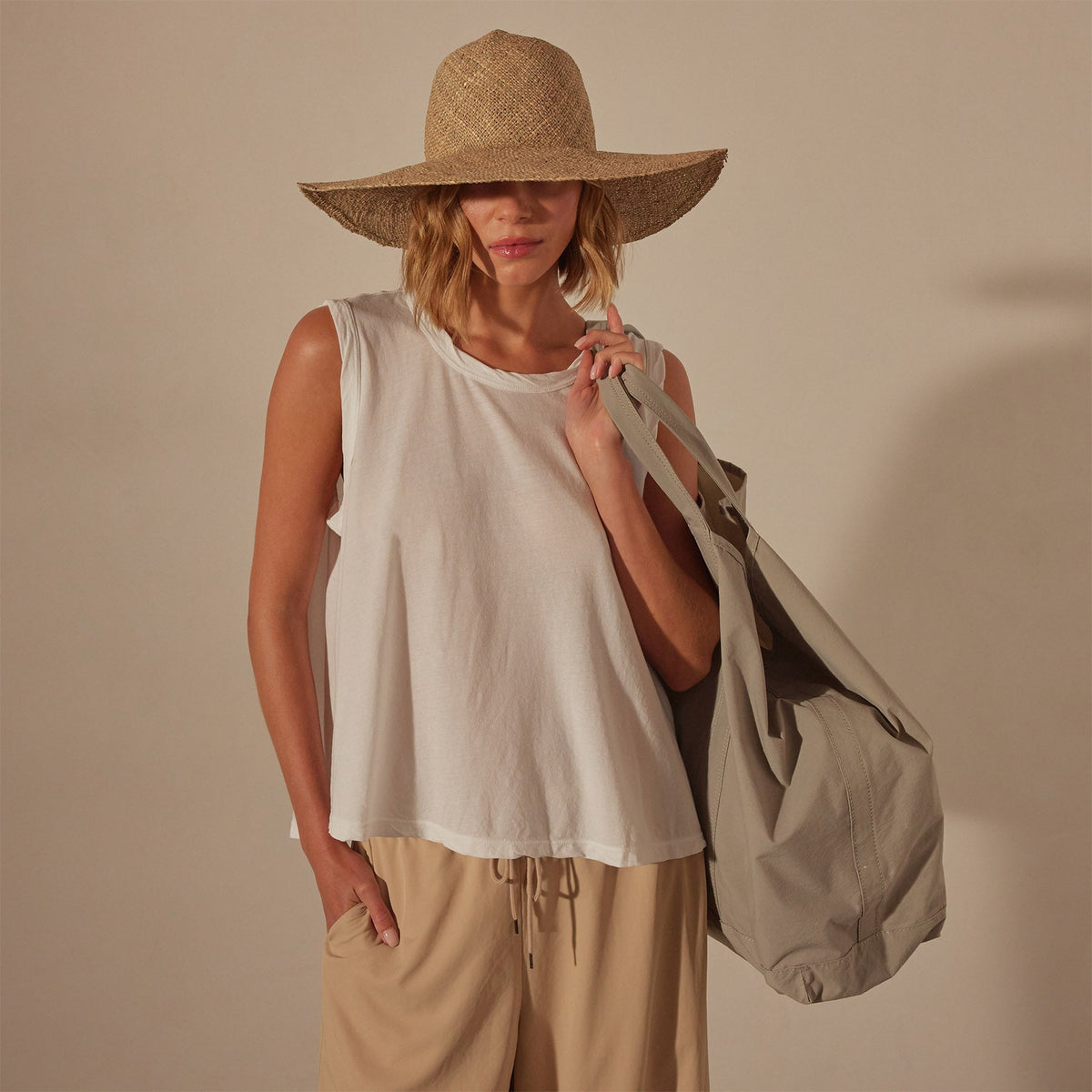 Fine Gauge A Line Tank in White | James Perse Los Angeles