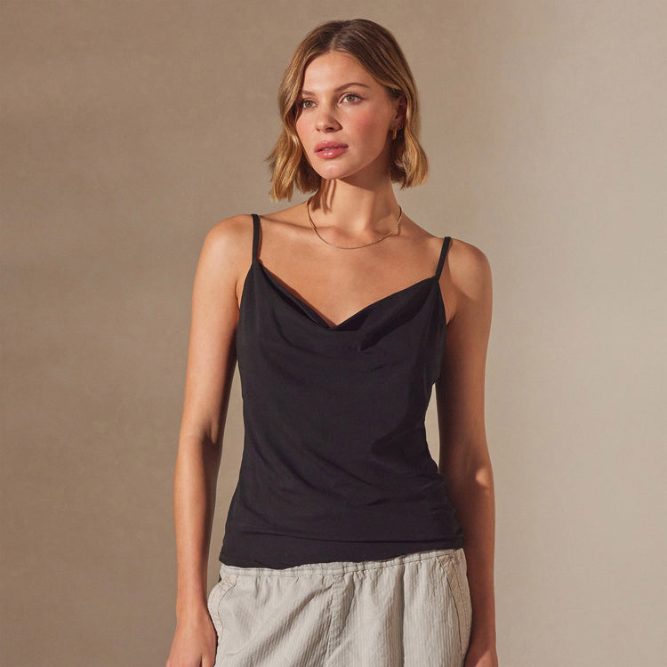 High Gauge Drop Front Camisole in Black | James Perse Los Angeles