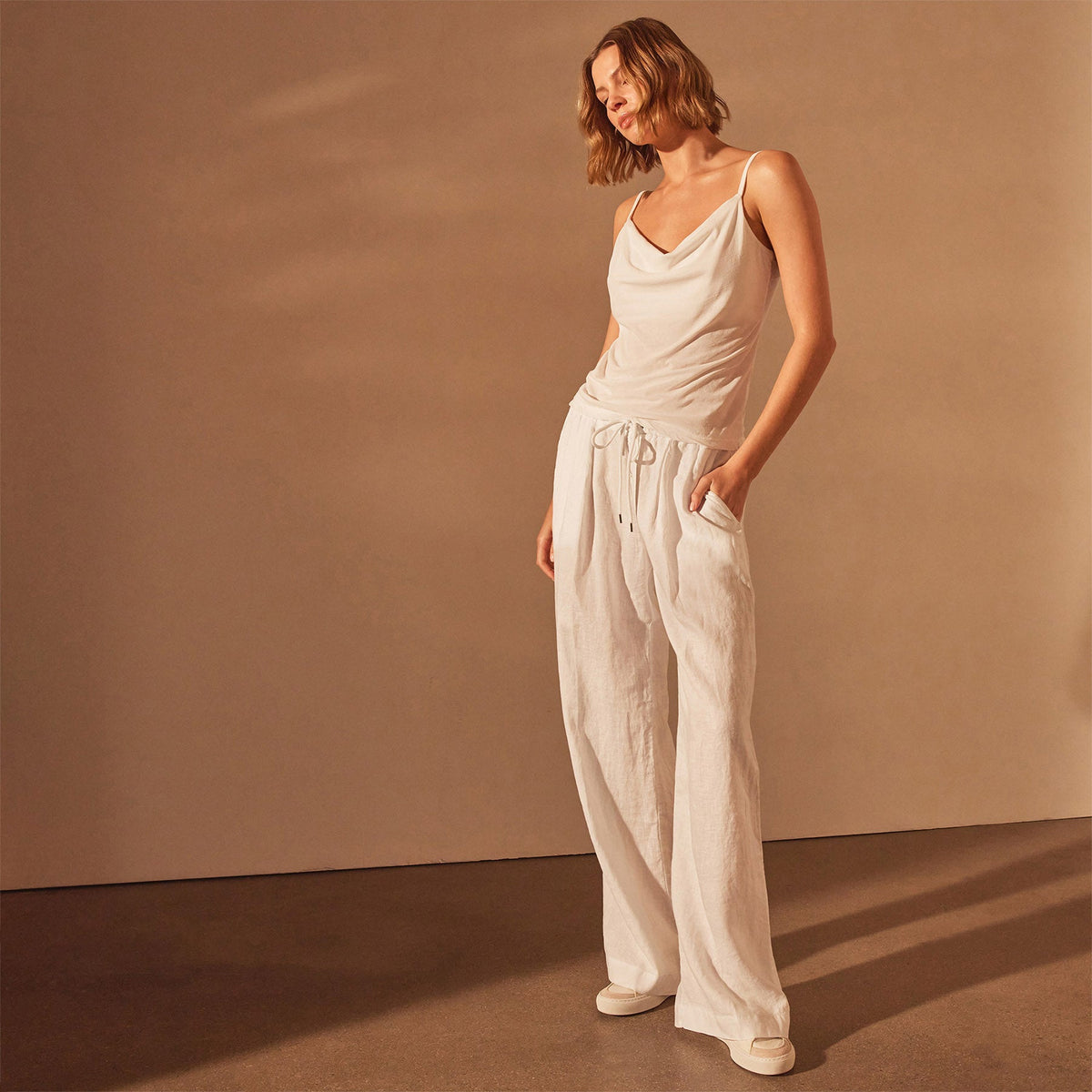 High Gauge Drop Front Camisole in White | James Perse Los Angeles