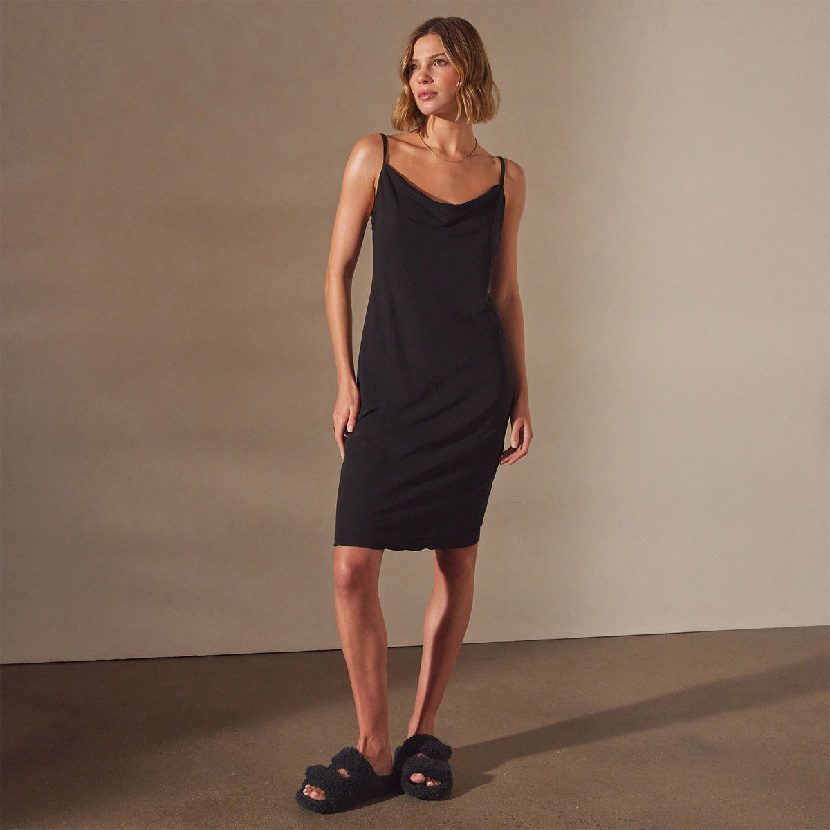 High Gauge Drop Front Dress in Black | James Perse Los Angeles