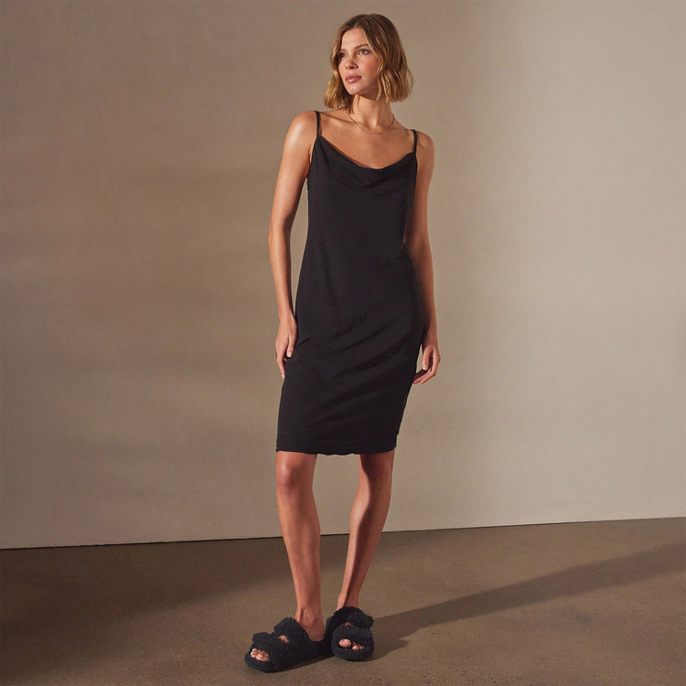 High Gauge Drop Front Dress in Black | James Perse Los Angeles
