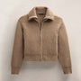 Recycled Cashmere Zip Funnel Neck in Coffee/Stucco | James Perse Los Angeles FLAT