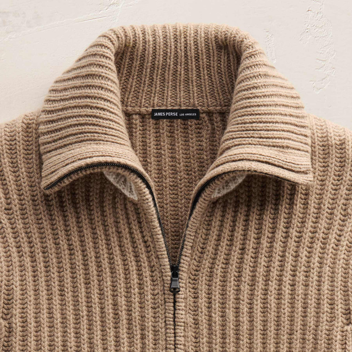 Recycled Cashmere Zip Funnel Neck in Coffee/Stucco | James Perse Los Angeles FLAT