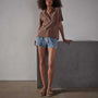 High Twist Jersey Oversized Polo in Malt Pigment | James Perse Los Angeles