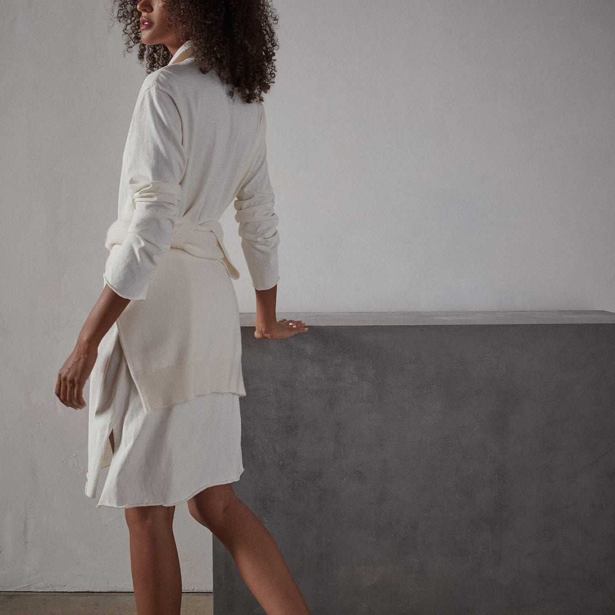 High Twist Jersey Relaxed Polo Dress in Everest White Pigment | James Perse Los Angeles