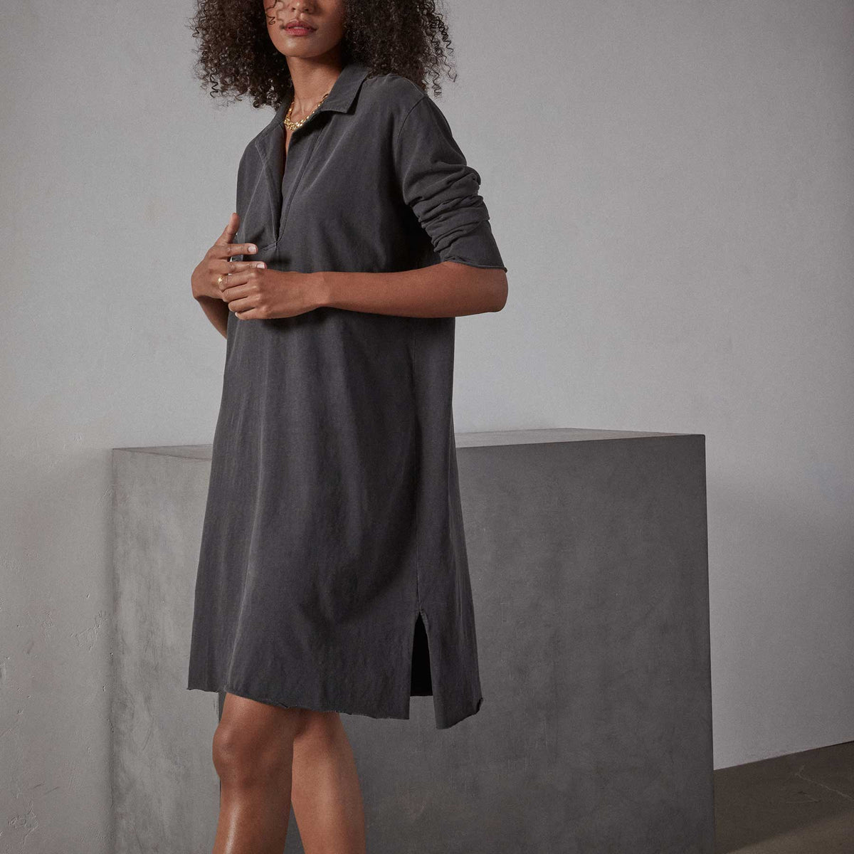 High Twist Jersey Relaxed Polo Dress - Magma Pigment