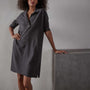 High Twist Jersey Relaxed Polo Dress - Magma Pigment