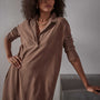 High Twist Jersey Relaxed Polo Dress in Malt Pigment | James Perse Los Angeles