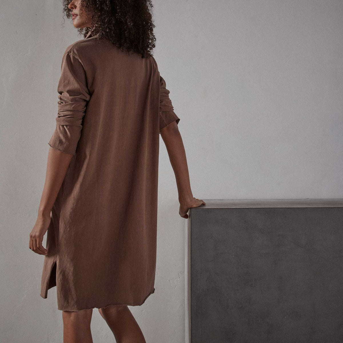 High Twist Jersey Relaxed Polo Dress in Malt Pigment | James Perse Los Angeles