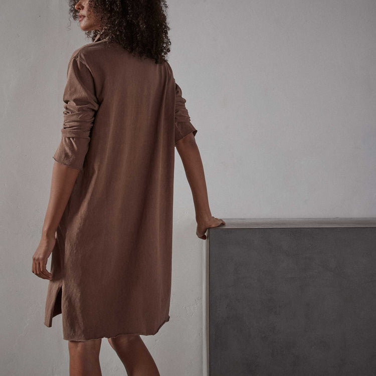 High Twist Jersey Relaxed Polo Dress in Malt Pigment | James Perse Los Angeles