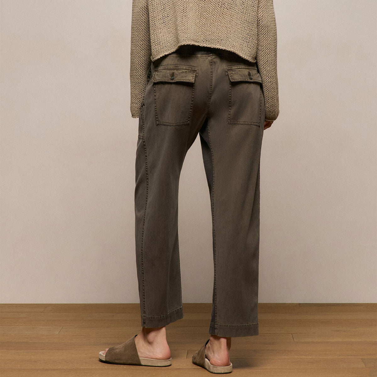 Mixed Media Straight Pant in Army Green Pigment | James Perse Los Angeles