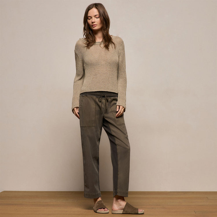 Mixed Media Straight Pant in Army Green Pigment | James Perse Los Angeles