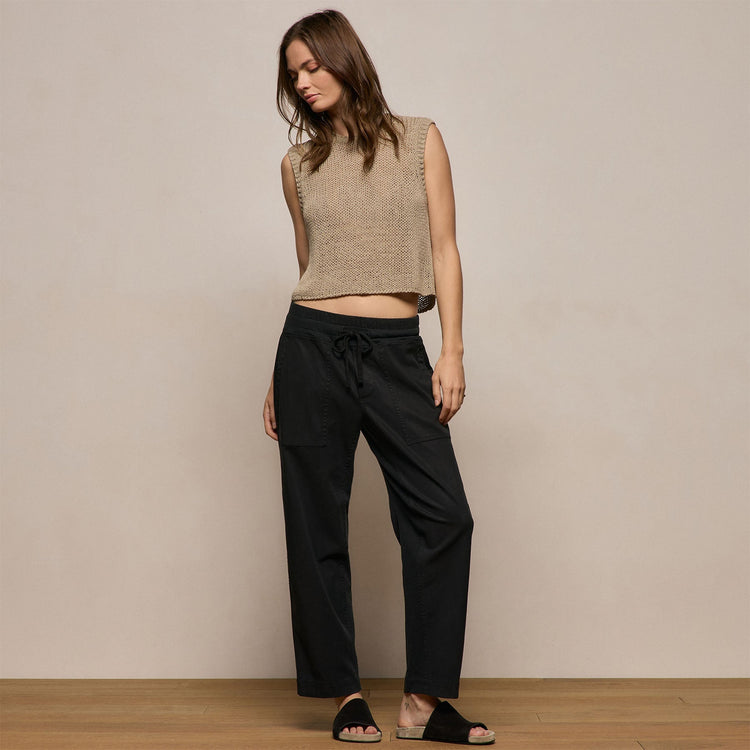 Mixed Media Straight Pant in Black | James Perse Los Angeles
