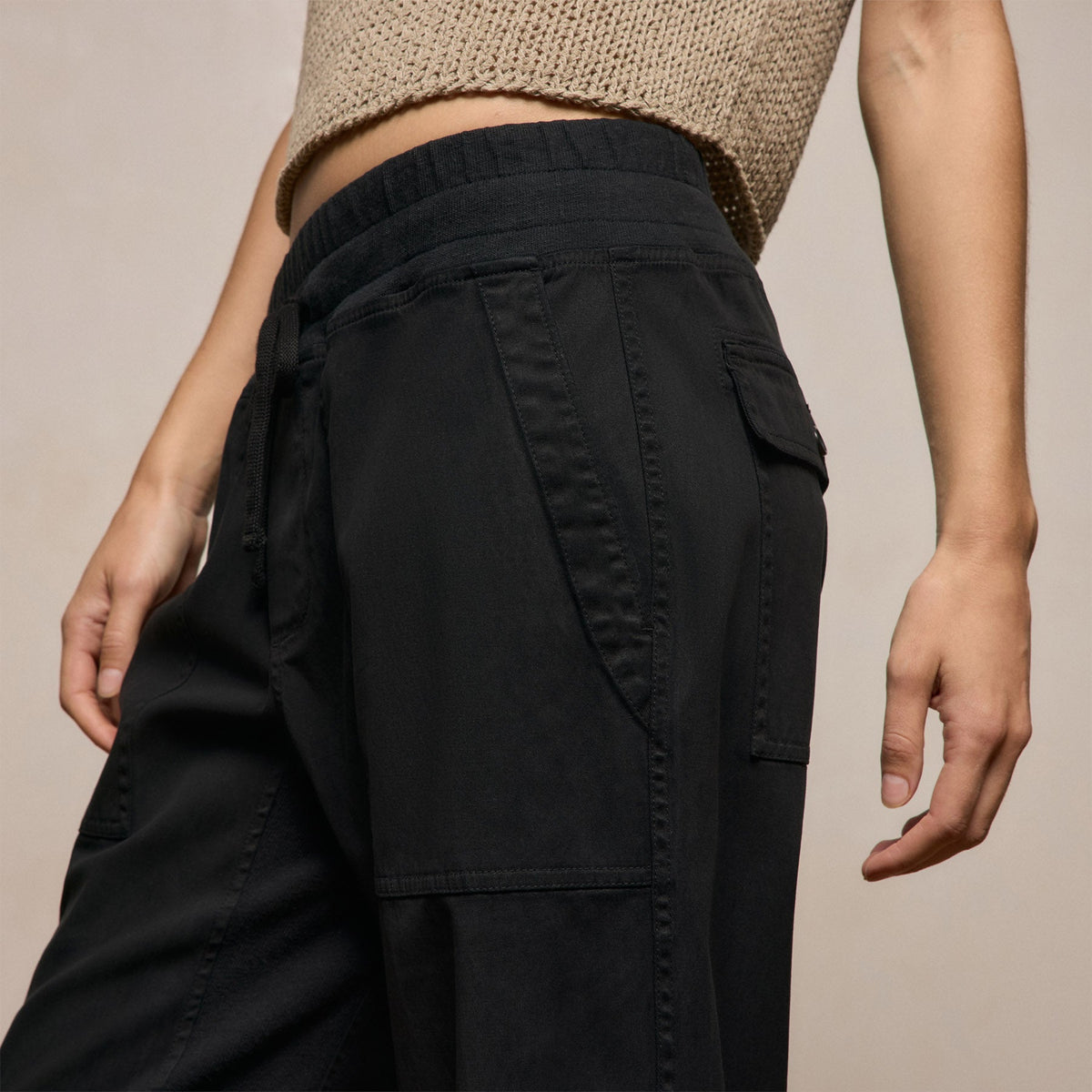 Mixed Media Straight Pant in Black | James Perse Los Angeles