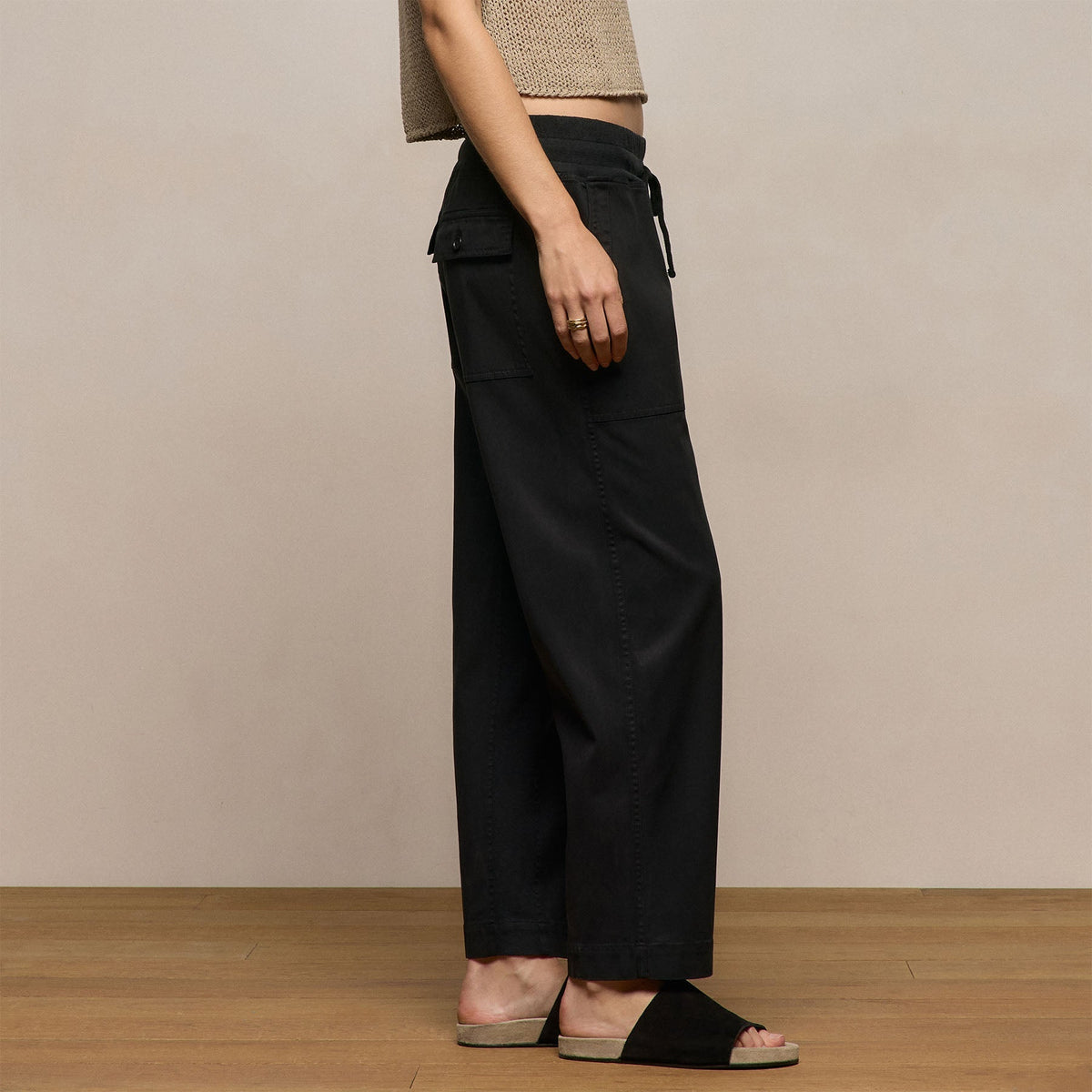 Mixed Media Straight Pant in Black | James Perse Los Angeles