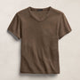 Compact Cotton Baby V Tee in Brown Melange | James Perse Los Angeles