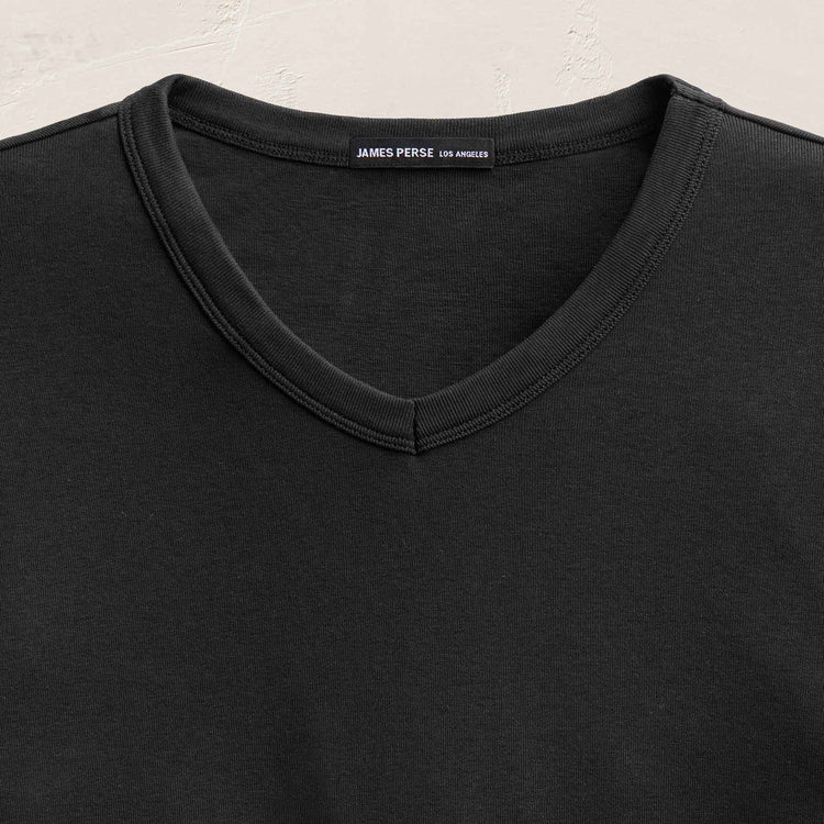 Compact Cotton Baby V Tee in Washed Black | James Perse Los Angeles