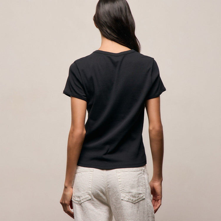 Compact Cotton Baby V Tee in Washed Black | James Perse Los Angeles