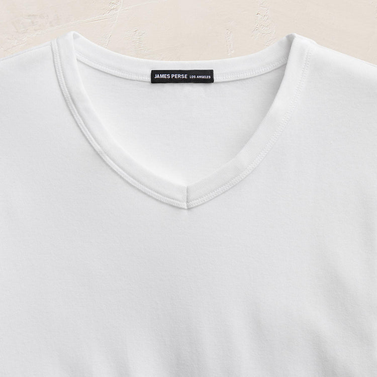 Compact Cotton Baby V Tee in White | James Perse Los Angeles
