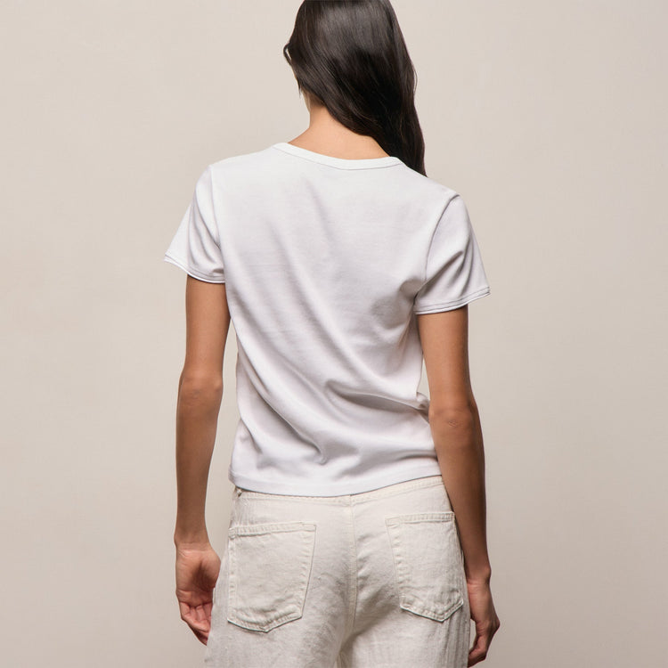 Compact Cotton Baby V Tee in White | James Perse Los Angeles